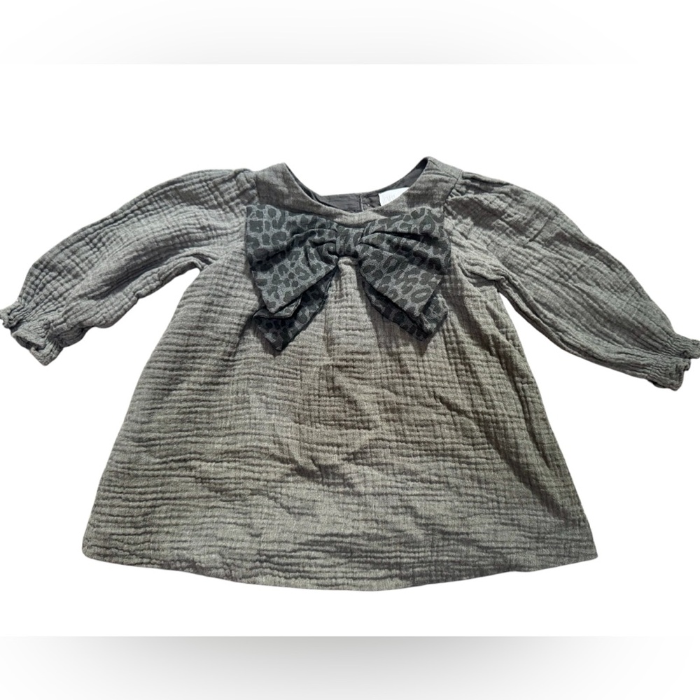 Zara Gray Long Sleeve Dress with Bow